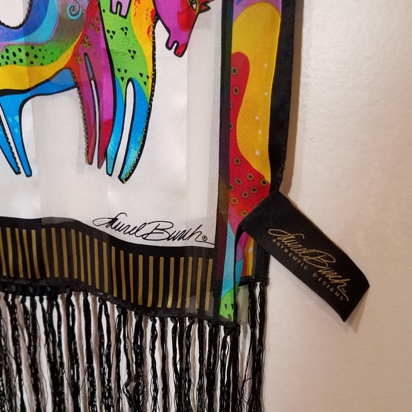 LAUREL BURCH "Bowing Horses" Silk Scarf - Picture 7 of 8